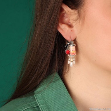 Серьги TARATATA, Chapardeuse, асимметричные,со смолой,бусинами и нитью, TT-H24-07794-10M серебристый Серьги TARATATA, Chapardeuse, асимметричные,со смолой,бусинами и нитью, TT-H24-07794-10M серебристый
