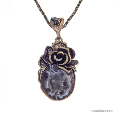 Колье Alcozer&J, друза агата, шпинель, Swarovski, AL2406-C148AP24 золотистый