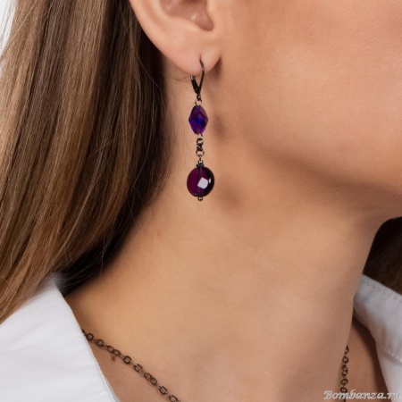 Серьги Lanzerotti, Glicine, аметист, гематит, кристалл, LZ-24.04-202 фиолетовый Серьги Lanzerotti, Glicine, аметист, гематит, кристалл, LZ-24.04-202 фиолетовый