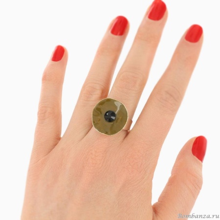 Кольцо TARATATA, Mambo, разъемное, с цветной смолой и стразами, TT-E25-11424-107 зеленый