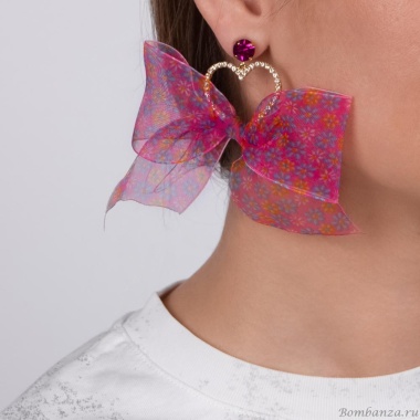 Серьги Moon Paris, Ringo Queen, асимметричные, бант, кристаллы, MRQ-24.05-006 розовый