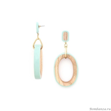 Серьги Nature Bijoux, Mississippi, с цветной эмалью и деревом, NB25.1-12-79964 бирюзовый