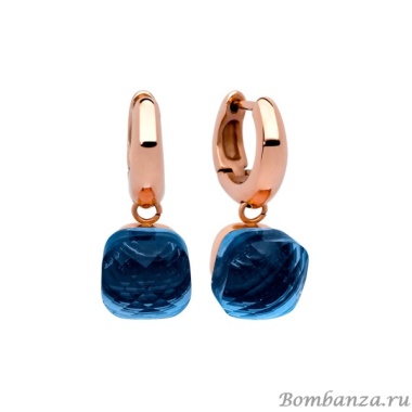 Серьги Qudo, Firenze dark blue 300197 BL/RG Серьги Qudo, Firenze dark blue 300197 BL/RG