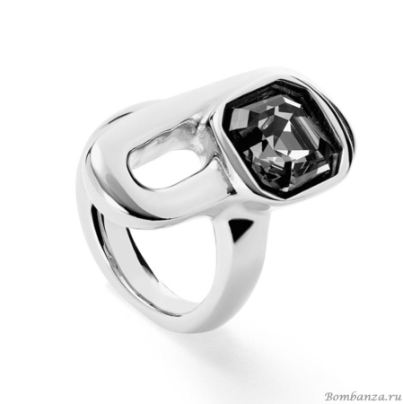 Кольцо UNOde50 Ser Expresiva с черным кристаллом, с серебром ANI0841NGRMTL12