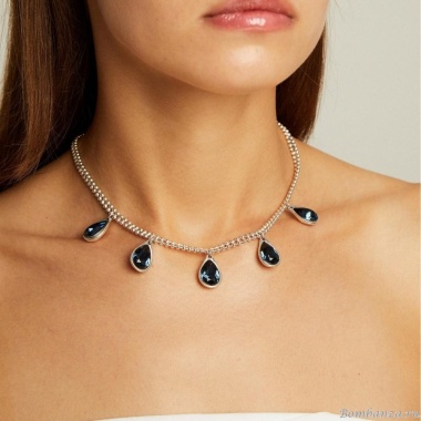 Колье VIDDA, Drop, с кристаллами Swarovski, VD23.2-01748 синий, 50см