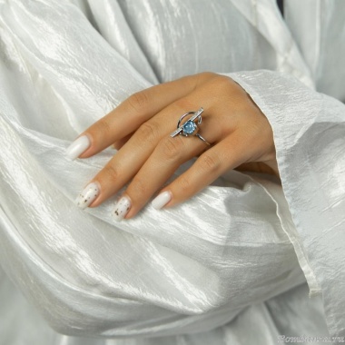 Кольцо Catherine Bijoux, Half moon, разъемное, с кристаллом, CB25.1-5356DS голубой