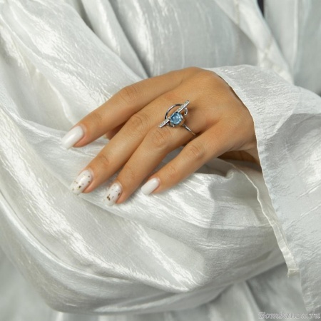 Кольцо Catherine Bijoux, Half moon, разъемное, с кристаллом, CB25.1-5356DS голубой