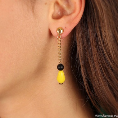 Серьги TARATATA, Glam Rock, со стеклянными бусинами, TT-H23-08936-20Y желтый Серьги TARATATA, Glam Rock, со стеклянными бусинами, TT-H23-08936-20Y желтый