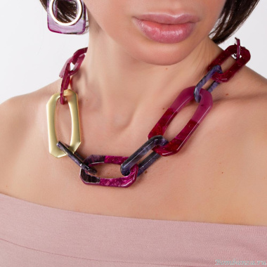 Колье Moon Paris, Lorian, с акриловыми звеньями, ML-22.10-033 лиловый