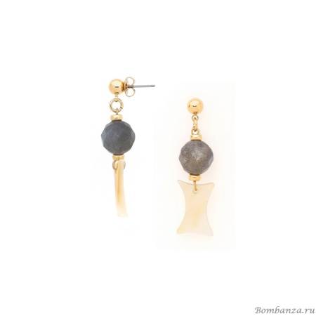 Серьги Nature Bijoux, Eclipse, с лабрадоритом и перламутром, NB25.2-12-90254 серый