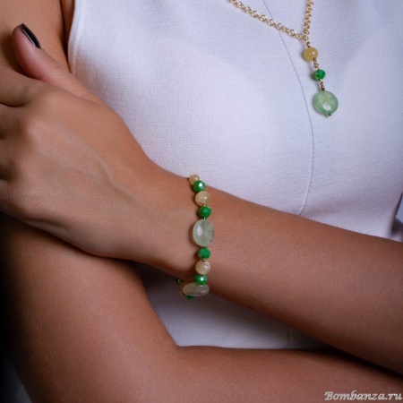 Браслет Lanzerotti, Ispirazione, пренит, гипсан, кристаллы, гематит, LZ-24.10-453 мятный