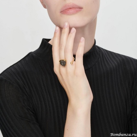 Кольцо Katerina Vassou, Chantal, незамкнутое, с друзой агата, KV23.2-275650G черный