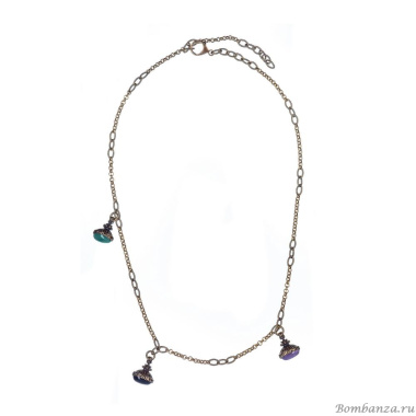 Колье Alcozer&J, хризопраз, оникс, аметист, AL-C5516C золотистый