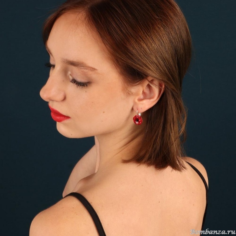 Серьги TARATATA, Joli coquelicot, с цветной смолой и кристаллом, TT-T24-08743-103 красный