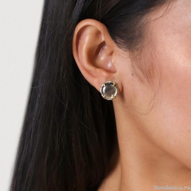 Пуссеты Ori Tao, Bloom, с черным перламутром, OT25.2-12-32204 золотистый