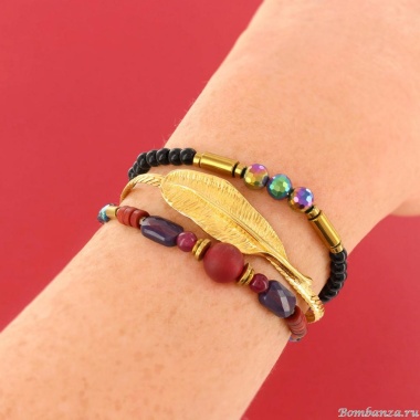Браслет TARATATA, Grenat, стеклянные, нефритовые бусины, агат, TT-W24-04306-20M золотистый