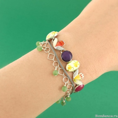 Браслет TARATATA, Jonquille, цветная смола, агат, порошок слюды, TT-W24-01301-10M серебристый