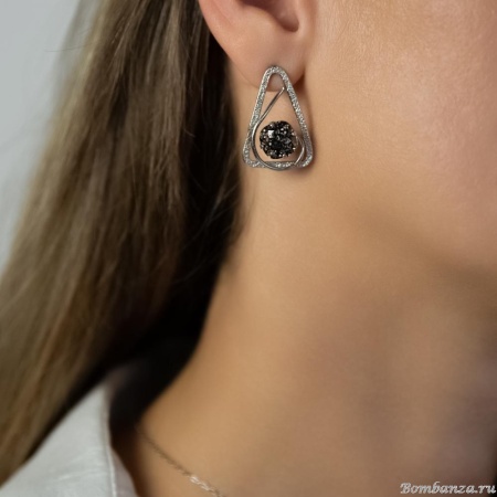 Серьги Catherine Bijoux, Half moon, с кристаллом, CB25.1-5352FS серебристый