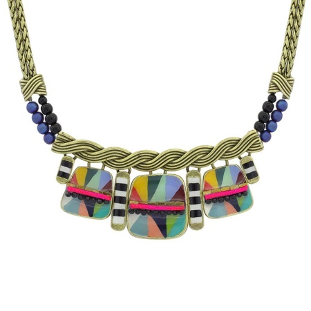 Колье Taratata, Nuances с цветной эмалью, стеклянными бусинами и текстилем