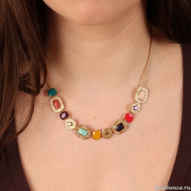 Колье TARATATA, Joyeuse, с цветной смолой и стеклянными бусинами, TT-H24-11122-20M золотистый Колье TARATATA, Joyeuse, с цветной смолой и стеклянными бусинами, TT-H24-11122-20M золотистый