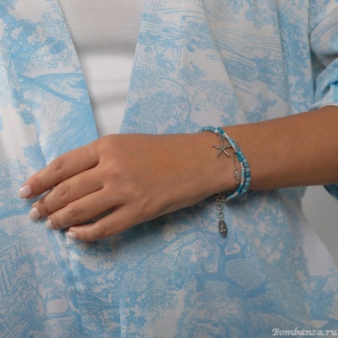 Браслет Lanzerotti, Marino, с ларимаром, магнезитом и бирюзой, LZ-25.06-192 голубой