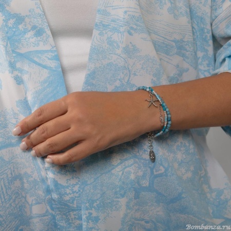 Браслет Lanzerotti, Marino, с ларимаром, магнезитом и бирюзой, LZ-25.06-192 голубой