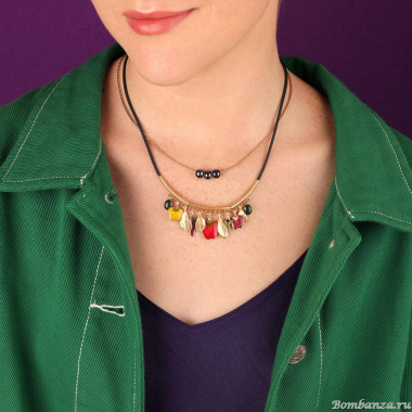 Колье TARATATA, Paprika, смола, микрошарики, керамичсекие бусины, TT-H25-12120-20M золотистый