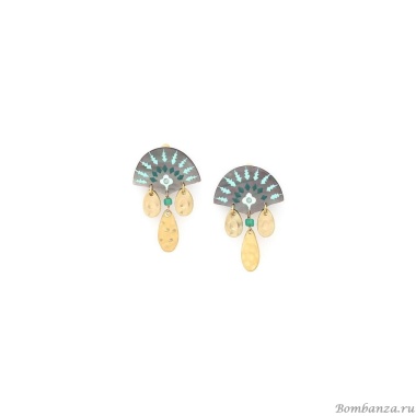 Клипсы Franck Herval, Talulah, перламутр, Swarovski, эмаль, амазонит, FH24.2-11-68586 золотистый