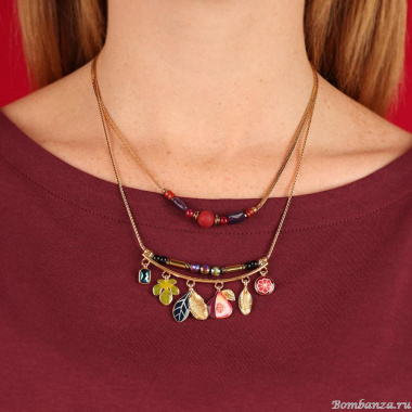 Колье TARATATA, Grenat, стеклянные, нефритовые бусины, агат, TT-W24-04106-20M золотистый
