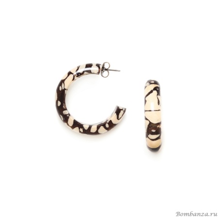 Серьги Nature Bijoux, Camouflage, полукольца, термитник в смоле, NB23.2-12-79101 бежевый