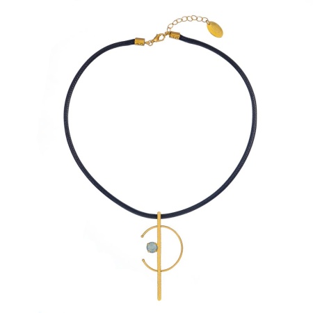 Колье Catherine Bijoux, Half moon, с кристаллом, CB25.1-5357AG мятный