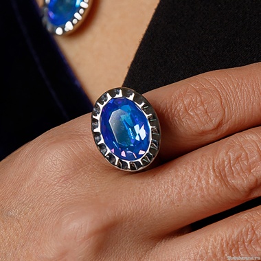 Кольцо Qudo, TIVOLA UNICA big (S/P) Royal blue delite 58, 688152 Кольцо Qudo, TIVOLA UNICA big (S/P) Royal blue delite 58, 688152