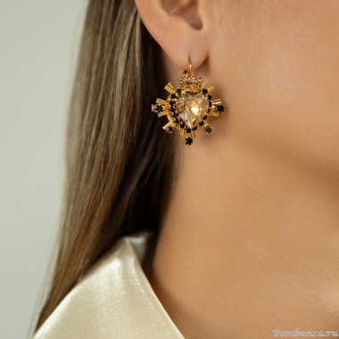 Серьги Celeste G, с кристаллами Swarovski и фианитами, CS25.1-1189 янтарный