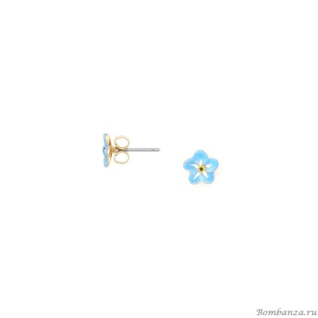 Пуссеты Franck Herval, Neela, незабудки с цветной эмалью, FH24.2-12-69140 голубой