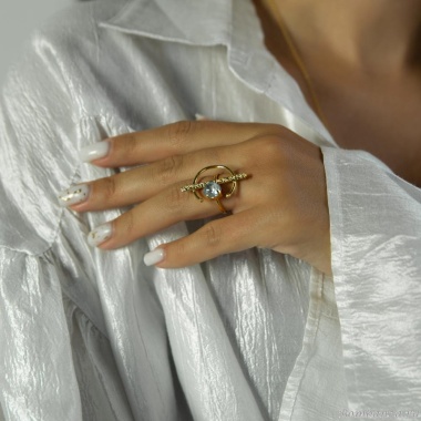 Кольцо Catherine Bijoux, Half moon, разъемное, с кристаллом, CB25.1-5356DG голубой