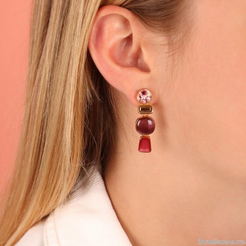 Серьги TARATATA, Manufacture, со смолой и стеклянными бусинами, TT-W23-01906-203 розовый Серьги TARATATA, Manufacture, со смолой и стеклянными бусинами, TT-W23-01906-203 розовый