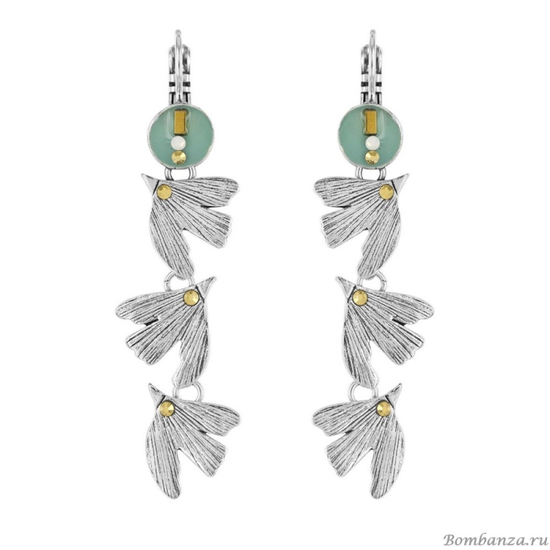 Серьги TARATATA, Libertad, с цветной смолой, стразами и бусинами, TT-E23-09784-104 бирюзовый