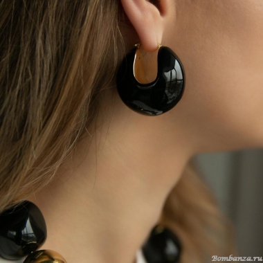 Серьги Francesca Bianchi, кольца, с эмалью, FB25.2-14S черный