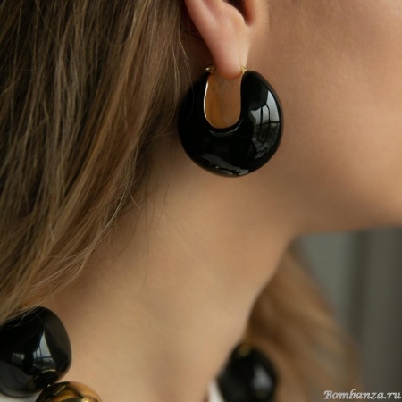 Серьги Francesca Bianchi, кольца, с эмалью, FB25.2-14S черный