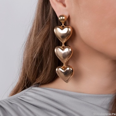 Серьги Moon Paris, с сердцами, Mo-Y24.06-028 золотистый