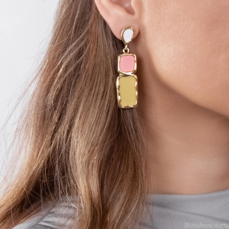 Серьги Moon Paris, с цветными акриловыми вставками, Mo-Y24.06-019 желтый Серьги Moon Paris, с цветными акриловыми вставками, Mo-Y24.06-019 желтый
