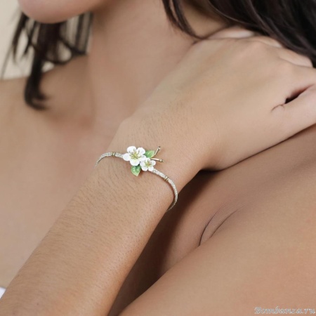 Браслет Franck Herval, Hana, с цветами и цветной эмалью, FH25.1-13-72932 белый