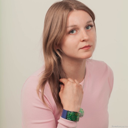 Браслет Fiore Luna, на кожаном синем ремешке, CB01319-17 G/S Браслет Fiore Luna, на кожаном синем ремешке, CB01319-17 G/S