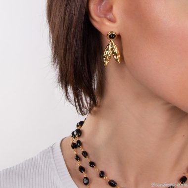 Серьги Moon Paris, с ониксом, Mo-22.10-118 черный