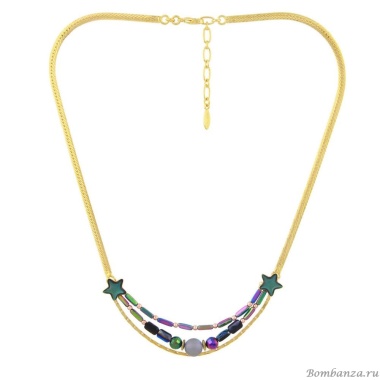 Колье TARATATA, Clair de lune, со смолой,бусинами и слюдяной пудрой, TT-H24-04106-207 зеленый Колье TARATATA, Clair de lune, со смолой,бусинами и слюдяной пудрой, TT-H24-04106-207 зеленый