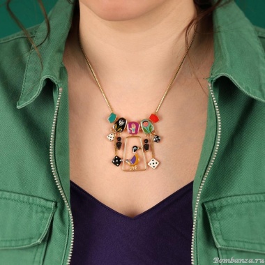 Колье TARATATA, Jeu De L`oie, смола,стеклянные и пластиковые бусины, TT-H24-01101-20M золотистый Колье TARATATA, Jeu De L`oie, смола,стеклянные и пластиковые бусины, TT-H24-01101-20M золотистый