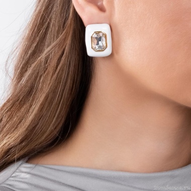 Серьги Moon Paris, с кристаллом, Mo-Y24.06-004 хрустальный