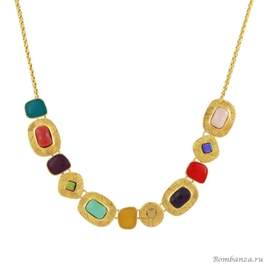 Колье TARATATA, Joyeuse, с цветной смолой и стеклянными бусинами, TT-H24-11122-20M золотистый Колье TARATATA, Joyeuse, с цветной смолой и стеклянными бусинами, TT-H24-11122-20M золотистый