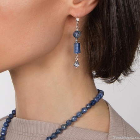 Серьги Lanzerotti, Alba, с кианитом и кристаллами, LZ-24.02-016 синий