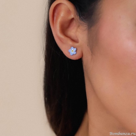 Пуссеты Franck Herval, Neela, незабудки с цветной эмалью, FH24.2-12-69140 голубой